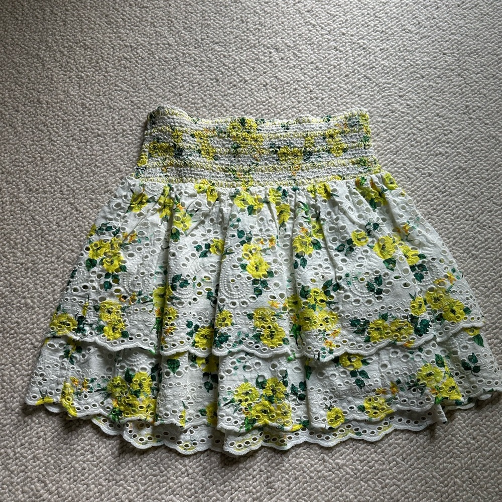 Alice + Olivia Yellow and Blue Bubble Mini Skirt